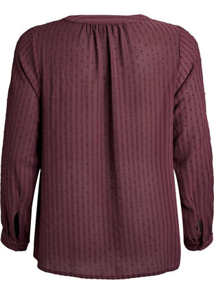 Zizzi Skjorte med teksturert prikkemønster og broderidetaljer, Mørk Bordeaux, Packshot image number 1