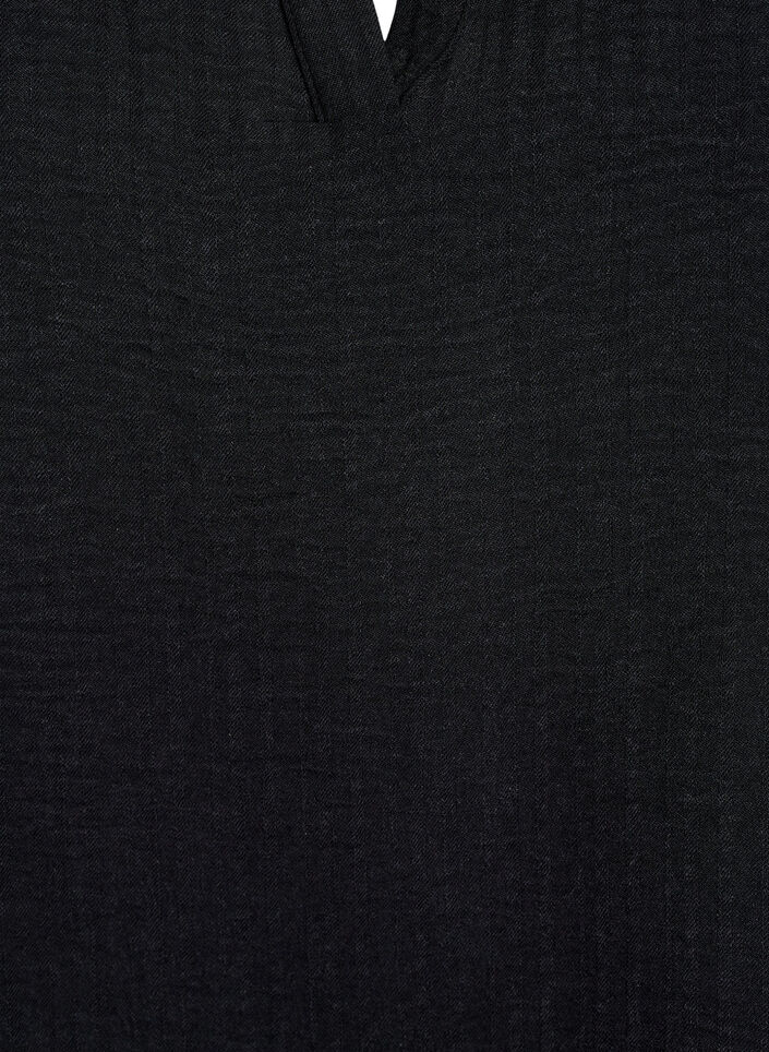 L&oslash;s bluse med korte ermer, Svart, Packshot image number 2