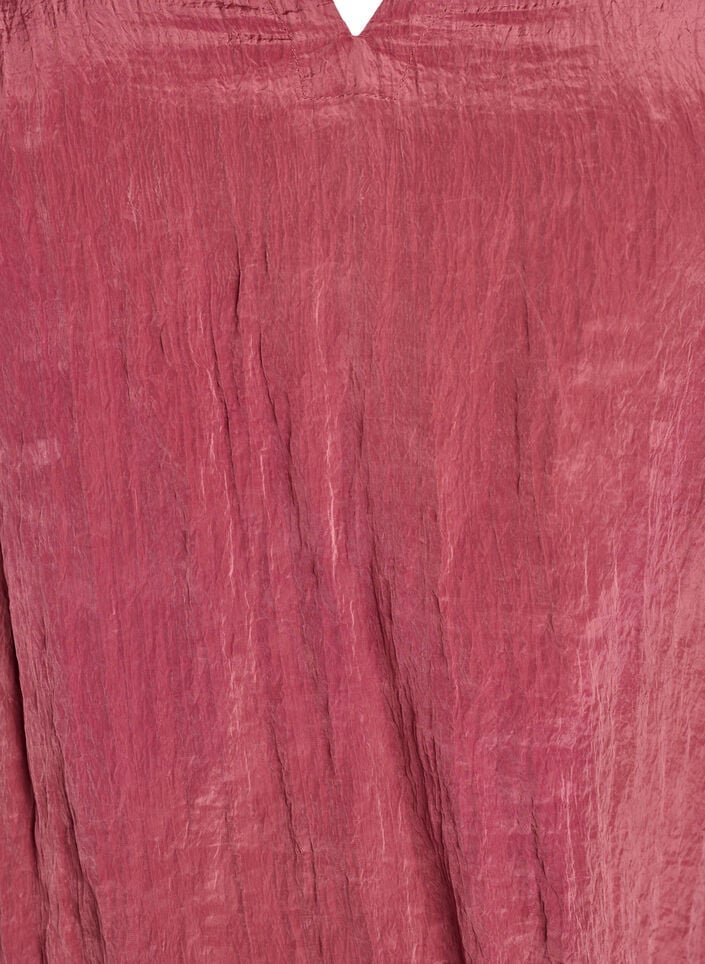 Bluse med V-hals og krøllete tekstur, Rosa, Packshot image number 2