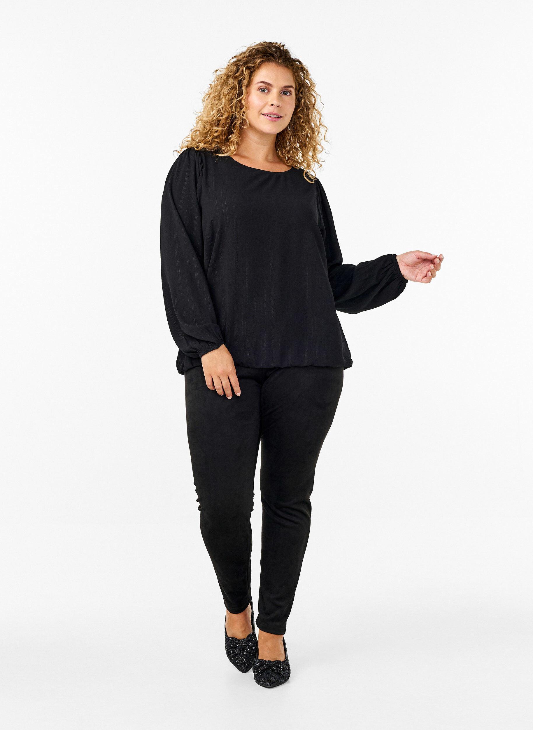 ZizziTights i imitert semsket skinn, Black, Model image number 3