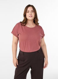 Kortermet t-skjorte i bomullsblanding, Rosa Kortermet t-skjorte i bomullsblanding, Rosa, Model