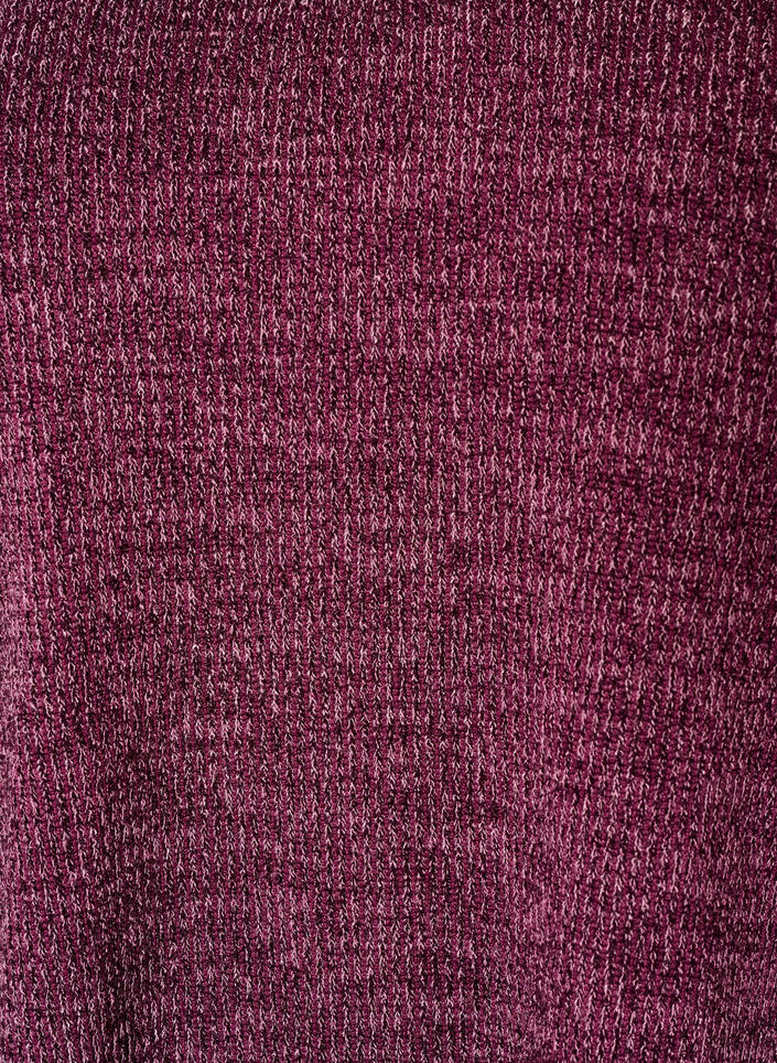 Jerseybluse med V-hals og lange ermer, M&oslash;rk Bordeaux, Packshot image number 2