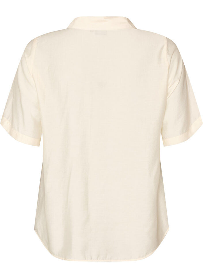Bluse med albuelange ermer og blomsterdetaljer, Beige, Packshot image number 1
