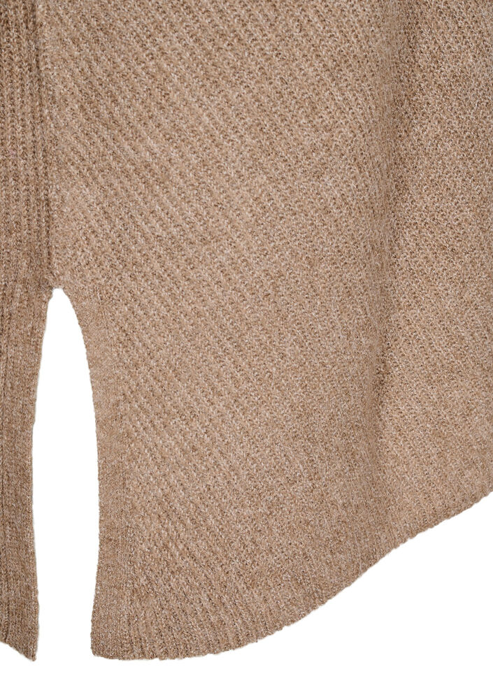 Strikket bluse med rund hals, Fossil Mel., Packshot image number 3