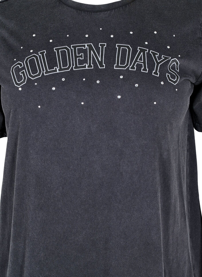 T-skjorte i organisk bomull med grafisk trykk, Grå, Packshot image number 2