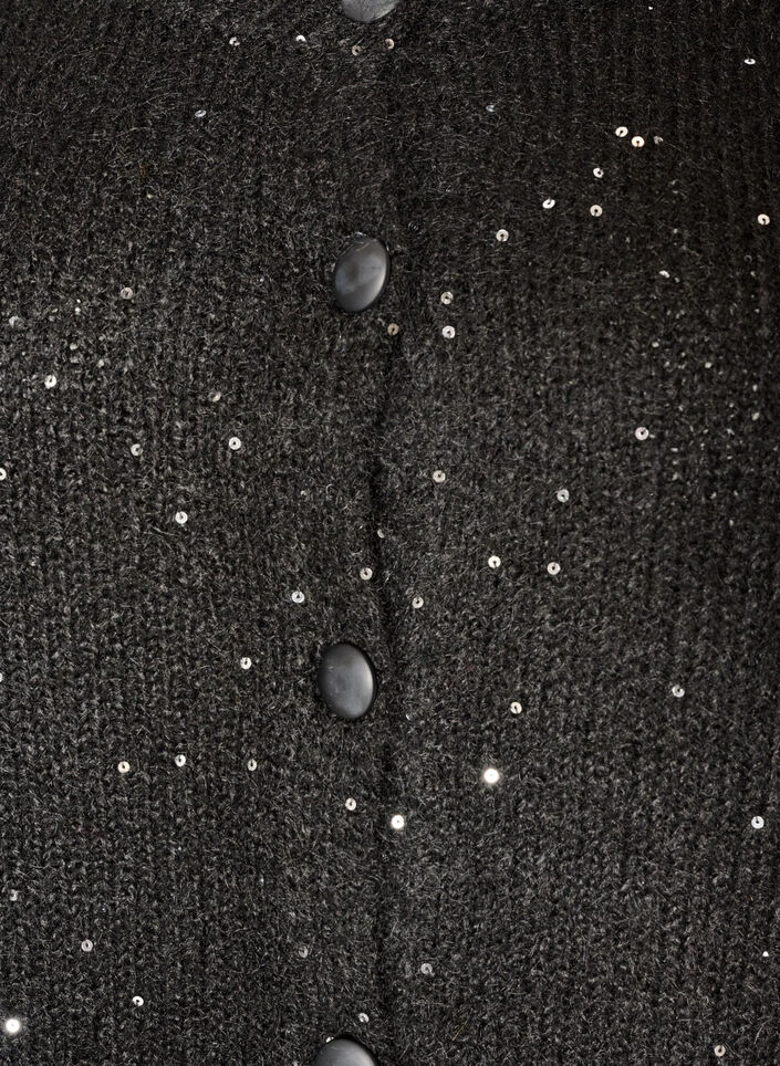 Cardigan med paljetter og knapper, Svart, Packshot image number 2