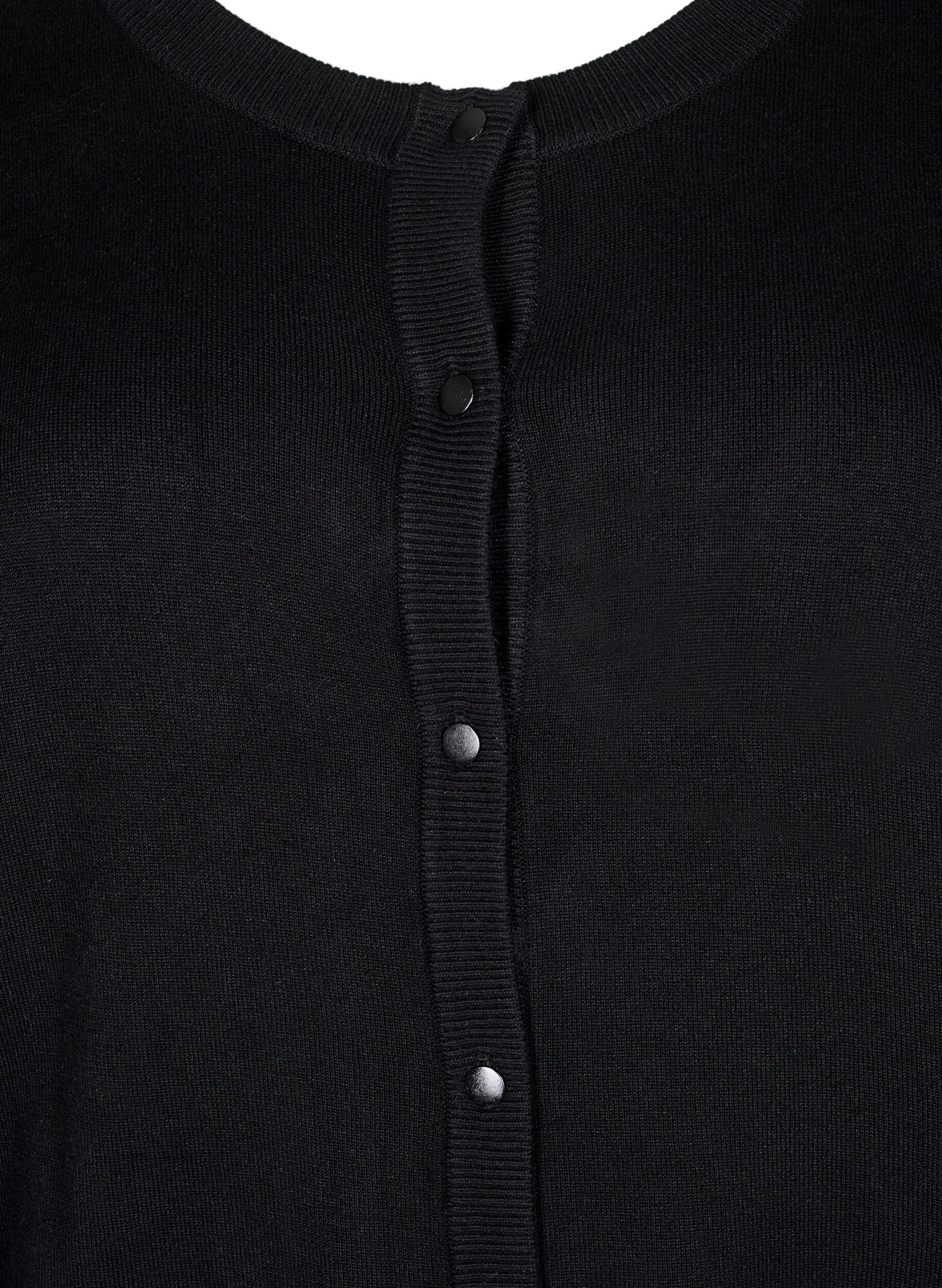 Zizzi Strikkecardigan med knapper i viskoseblanding, Black, Packshot image number 2