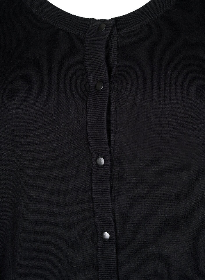 Strikkecardigan med knapper i viskoseblanding, Black, Packshot image number 2