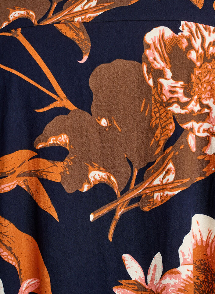 Kort bomullskjole med elastisk fold og lange ermer, Svart, Packshot image number 2