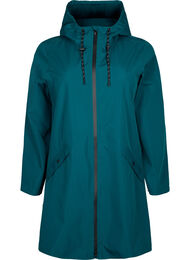 Regnjakke med lommer og hette, Deep Teal