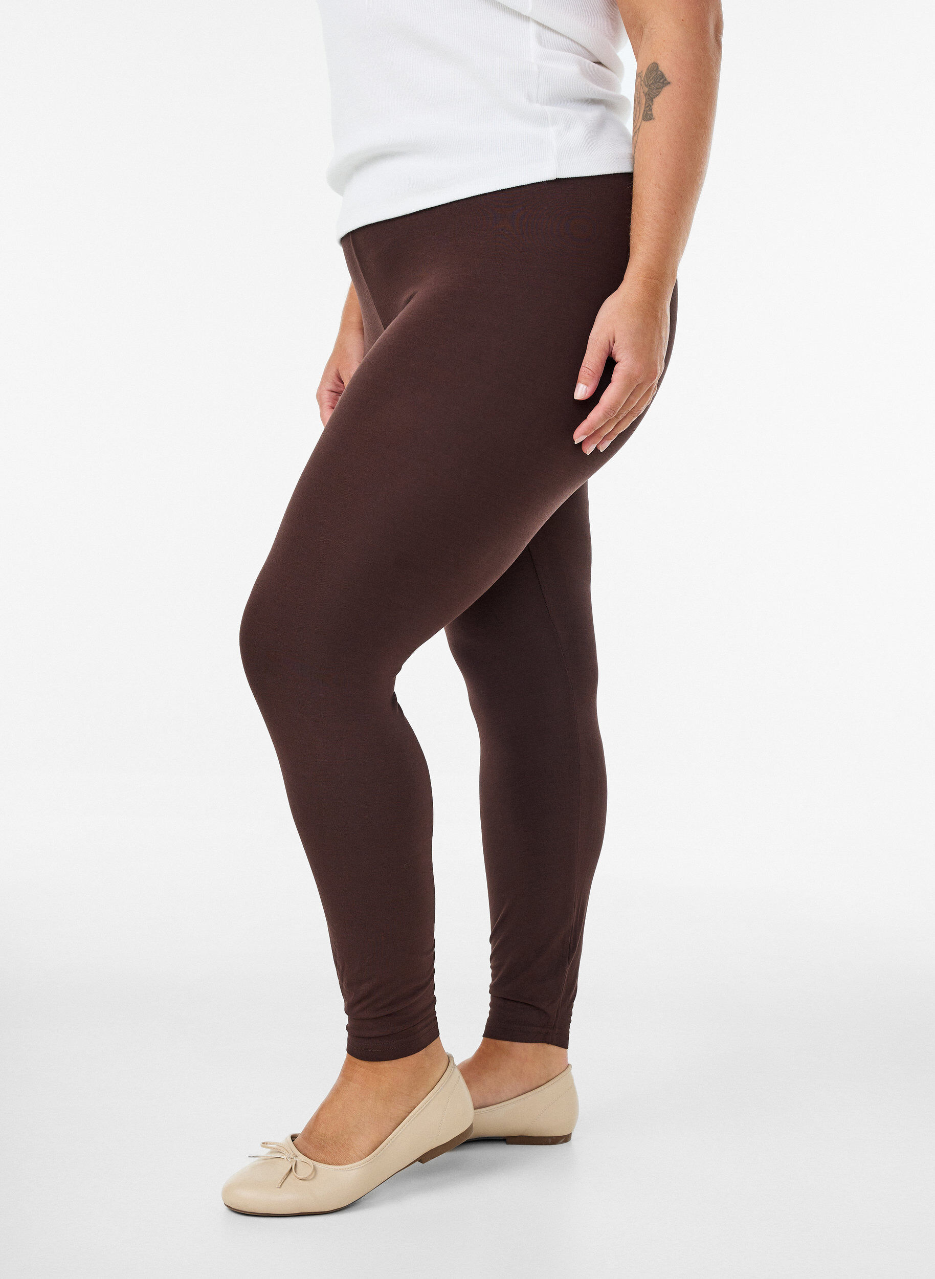 Basis leggings i viskose, Brun, Model