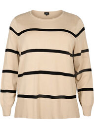  Bluse med striper i strikket viskose, Feather Gray Comb