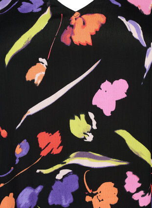 Kjole i viskose med print og 3/4 ermer, Faded Tulip AOP, Packshot image number 2