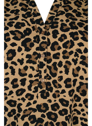 Langermet bluse med blomstermønster og V-hals, Leopard, Packshot image number 2