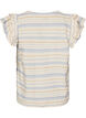 Ermel&oslash;s bluse med volanger og m&oslash;nstrede striper, Vanilje, Packshot image number 1