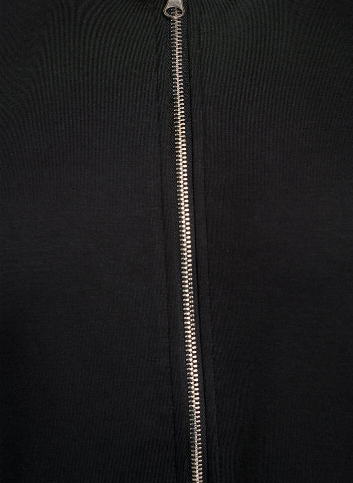 Bomber cardigan med glidel&aring;s, Svart, Packshot image number 2