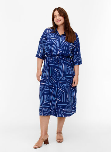 FLASH - Skjortekjole med trykk, Medieval Blue AOP, Model image number 2