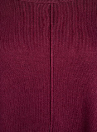 Zizzi Strikket bluse i bomull og viskoseblanding, Mørk Bordeaux, Packshot image number 2