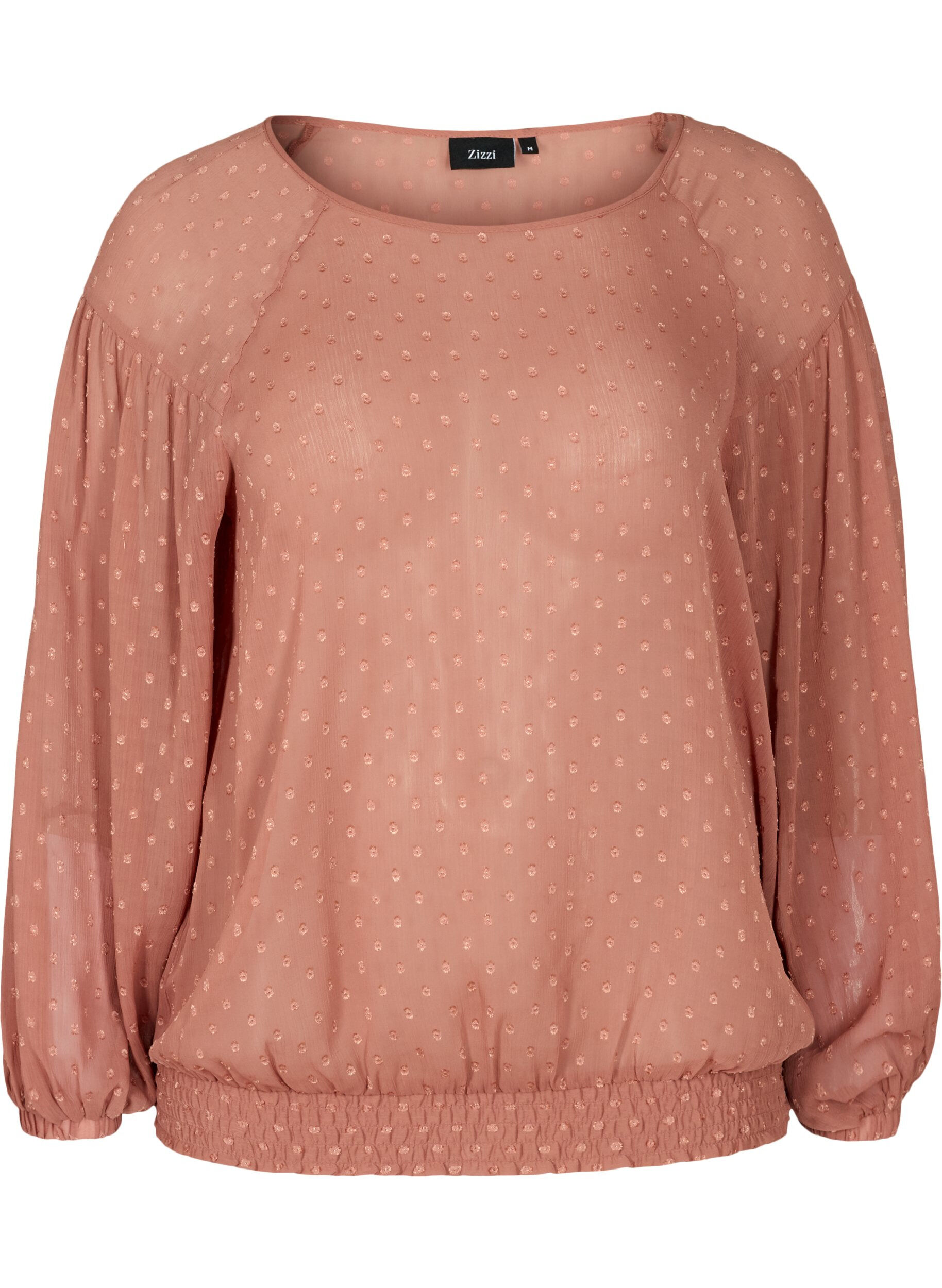 Zizzi Langermet bluse med smock, Burlwood, Packshot image number 0