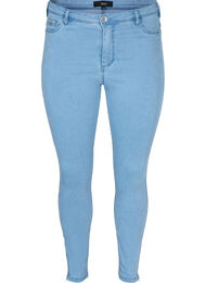 Cropped Amy jeans med glidelås, Light blue denim