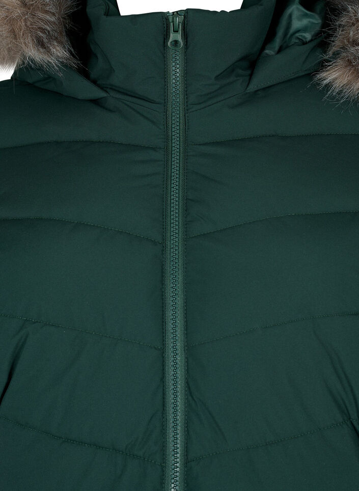 Kort boblejakke med hette, Gr&oslash;nn, Packshot image number 2