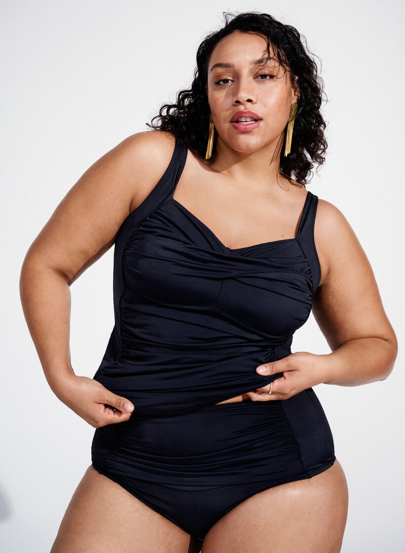 Tankini med draperinger, Svart, Image image number 0