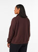 Sweat cardigan med h&oslash;y krage og glidel&aring;s, Brun, Model image number 2