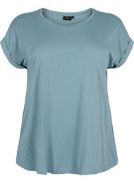 Kortermet T-skjorte i bomullsblanding, Smoke Blue, Packshot