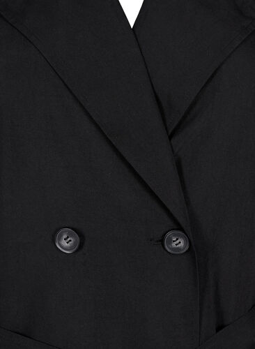 Trenchcoat med belte og lommer, Black, Packshot image number 2