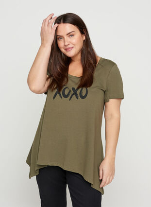 T-skjorte i bomull med A-form, Ivy Green XOXO, Model image number 0