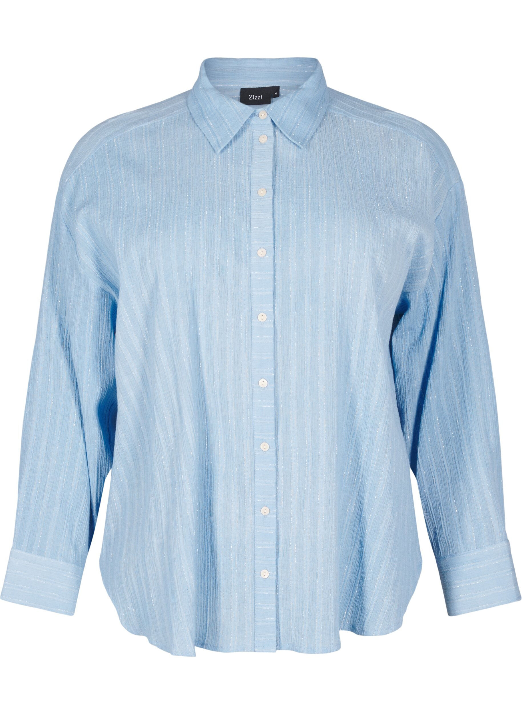 L&oslash;s skjorte med stripete tekstur og glittertr&aring;d