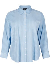 Løs skjorte med stripete tekstur og glittertråd, Blå Løs skjorte med stripete tekstur og glittertråd