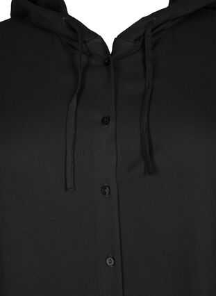 Skjortekjole i viskose med hette og 3/4-ermer, Black, Packshot image number 2