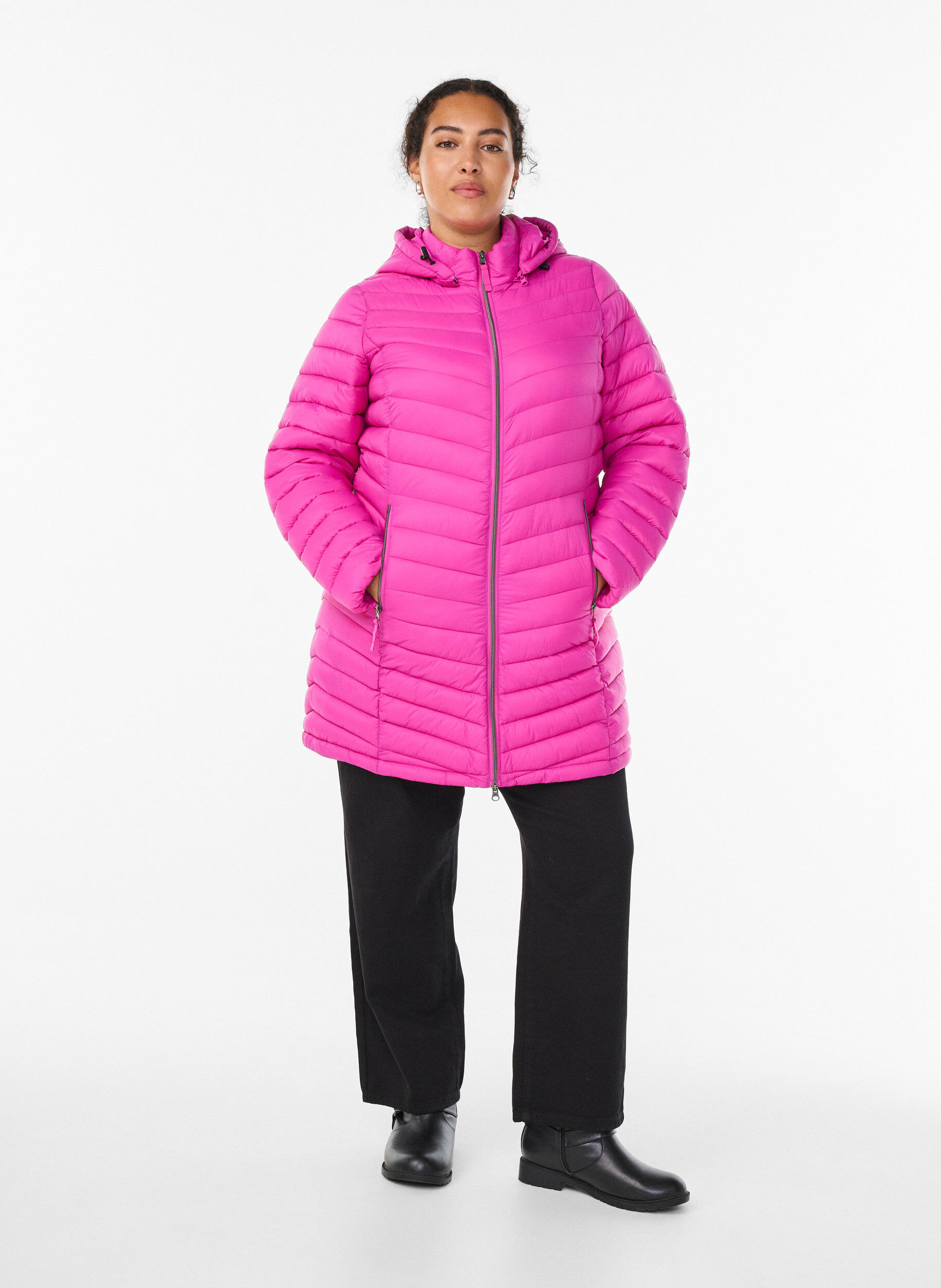 ZizziLett jakke med lommer og avtakbar hette, Rosa, Model image number 1