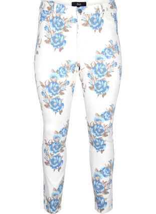 Supersmal Amy jeans med blomstertrykk, White B.AOP, Packshot image number 0