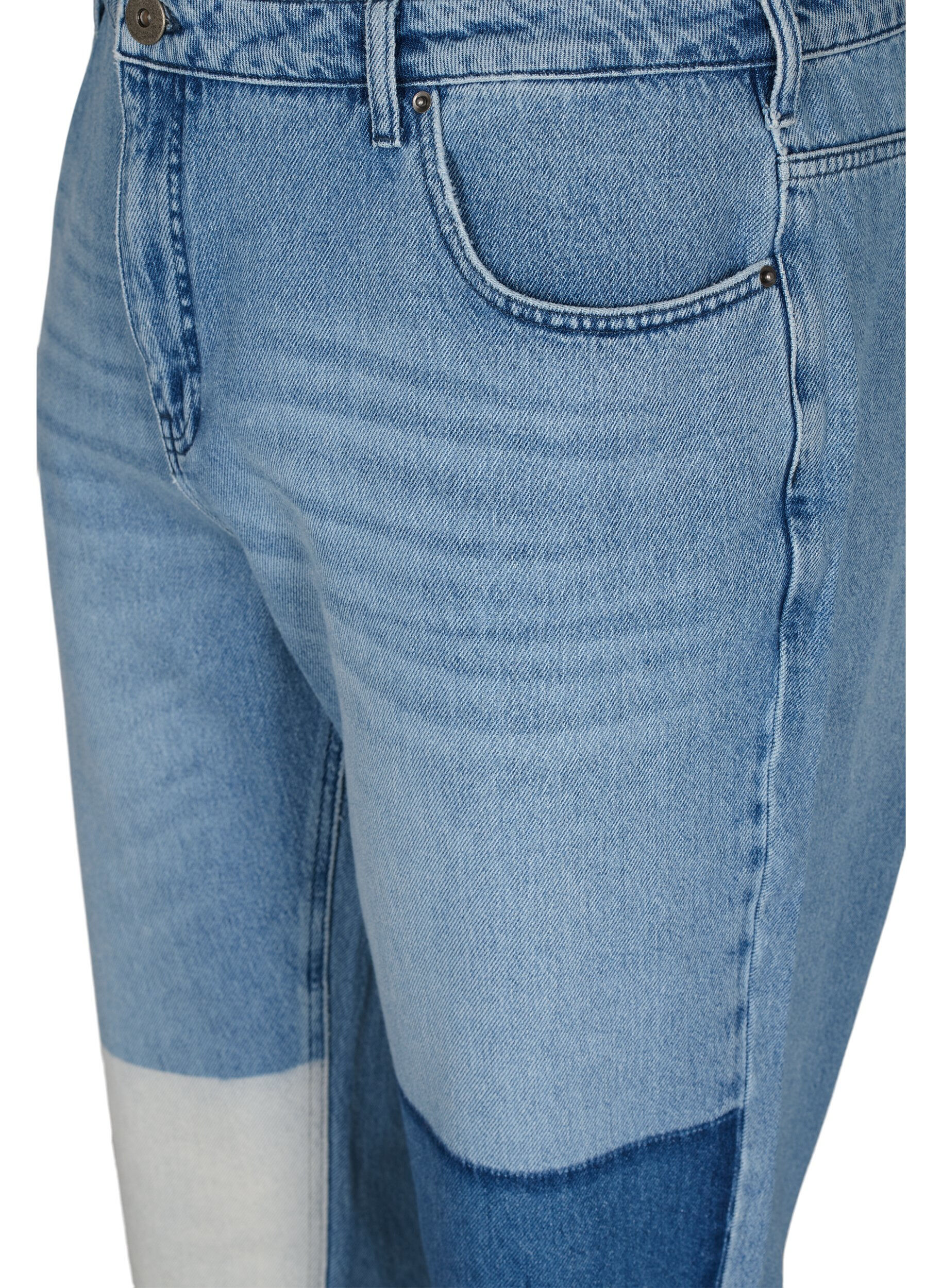 Zizzi Mille mom fit jeans med colorblock, Blue Denim Comb, Packshot image number 2