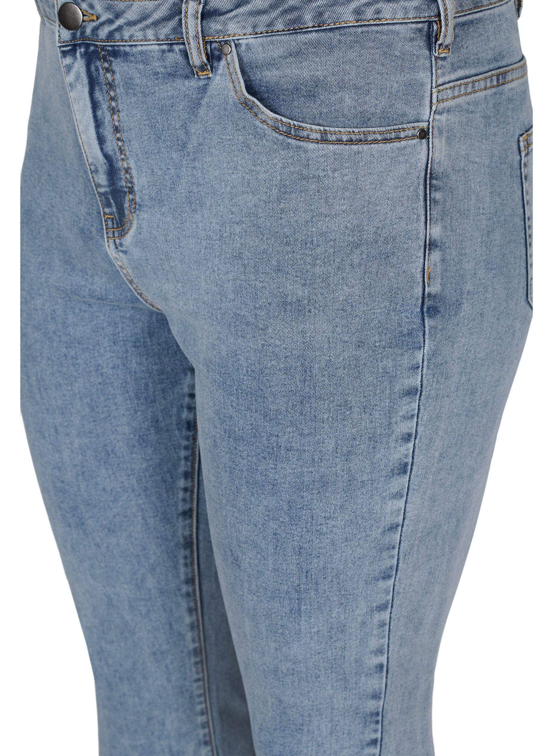 Zizzi Cropped Amy jeans med sl&oslash;yfer, Light blue, Packshot image number 2
