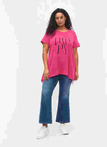 T-skjorte i bomull med tekst, Beetroot Purple HAP, Model image number 2