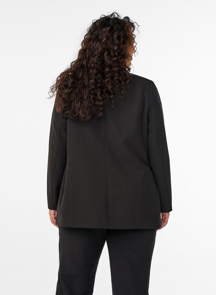 Klassisk blazer med knappelukking, Svart, Model image number 2