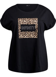 T-skjorte med leopardtrykk og tekst, Black Leo