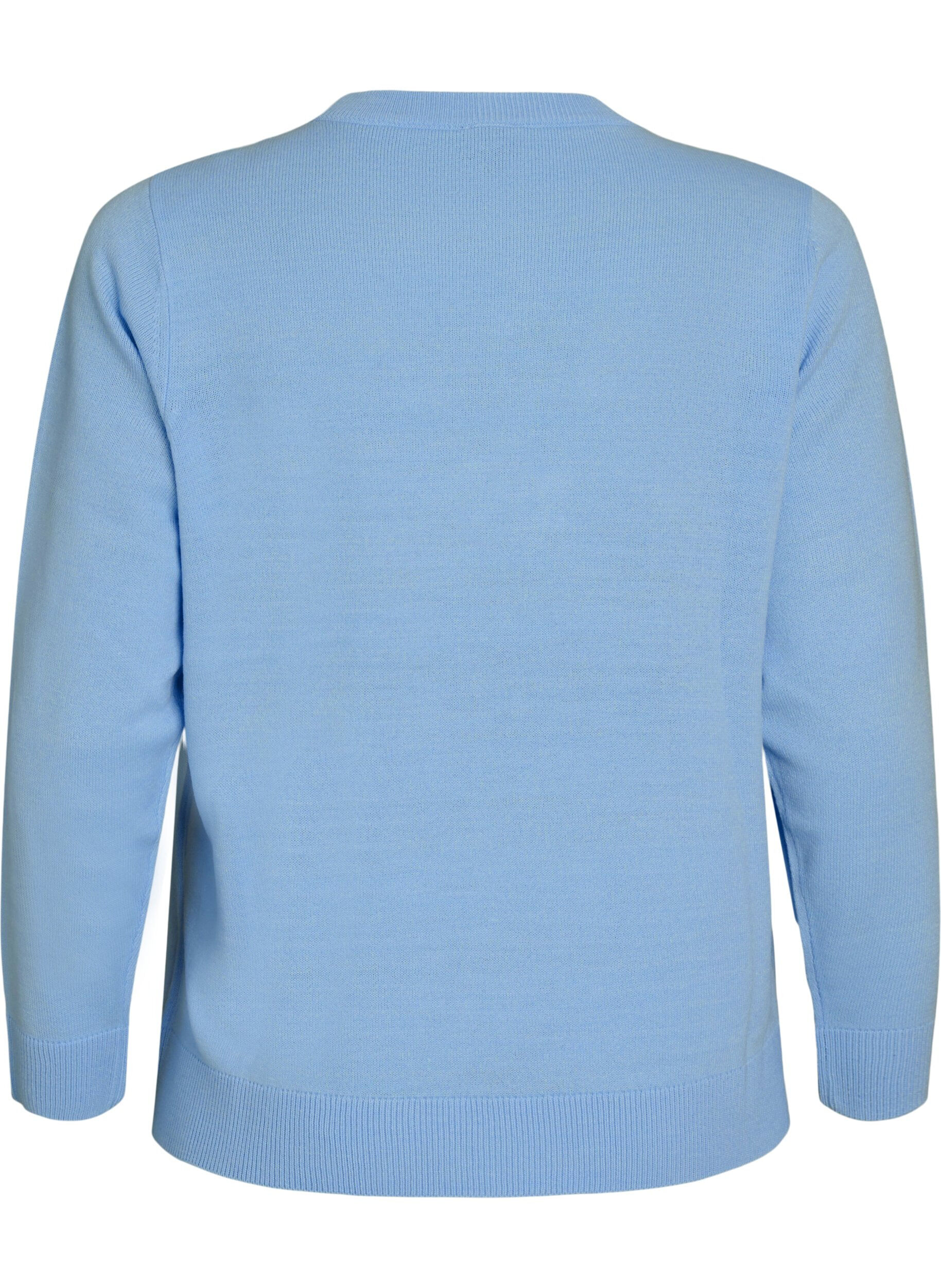 ZizziStrikkebluse med julemotiv, Bl&aring;, Packshot image number 1