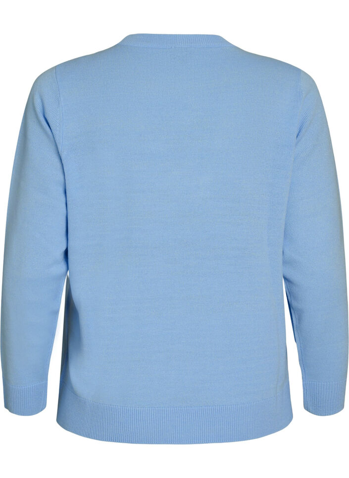 Strikkebluse med julemotiv, Bl&aring;, Packshot image number 1