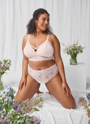 Zizzi Bralette med snor og myk vattering, Peach Blush, Image image number 0