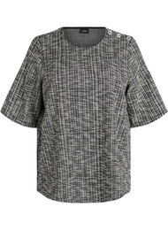 Vevd bluse med knappedetaljer, Vanilje