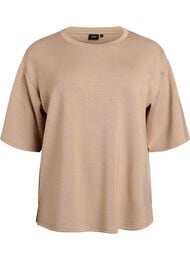Loose fit T-skjorte med halve ermer, Beige
