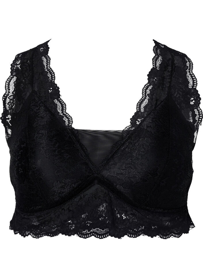 BH med blonder og myk vattering, Black, Packshot image number 0