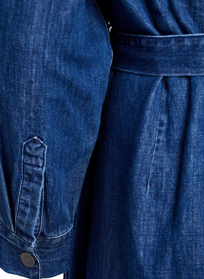 Mididenimkjole med knytebelte, Dark Blue Denim, Packshot