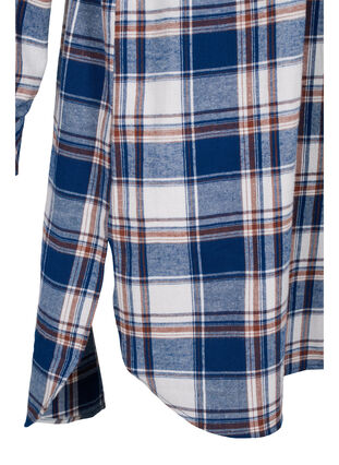 Rutete skjortekjole med knytedetalj, Blue White Check, Packshot image number 3
