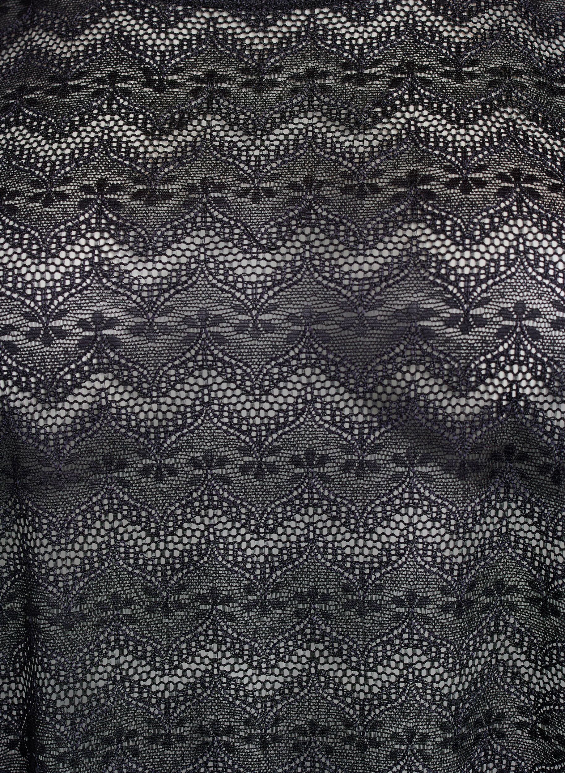 Zizzi Blondebluse med korte ermer og b&oslash;lget faldkant, Svart, Packshot image number 2