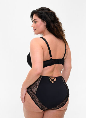 Truse med høyt liv og blonder, Black, Model image number 1